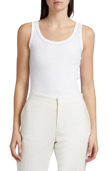 FABIANA FILIPPI TOP A COSTINA PROFILATO LUREX BIANCO