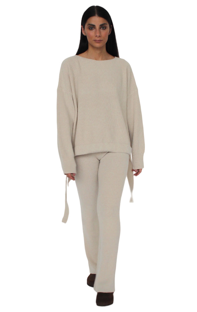 LEGGINGS ANGELA IN MAGLIA MISTO CASHMERE BEIGE