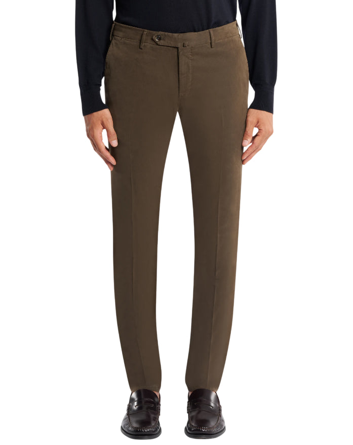 PT01 PANTALONI SUPERSLIM IN GABARDINA STRETCH COLORE CACAO