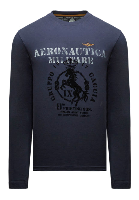 AERONAUTICA MILITARE T-SHIRT GIROCOLLO GRUPPO CACCIA BLU
