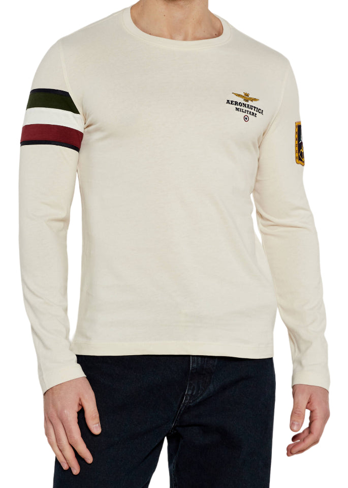 AERONAUTICA MILITARE T-SHIRT MANICA LUNGA M.I. WHITE BEIGE