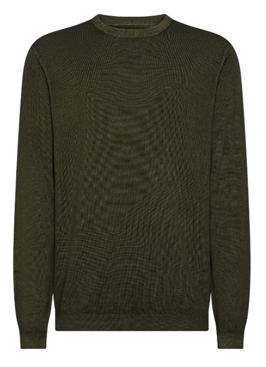 SUN68 UOMO MAGLIA IN LANA VINTAGE COLORE MILITARE SCURO