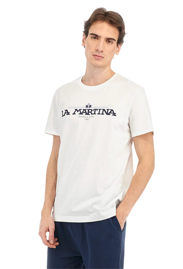 LA MARTINA T-SHIRT IN COTONE JERSEY REGULAR FIT OPTIC WHITE