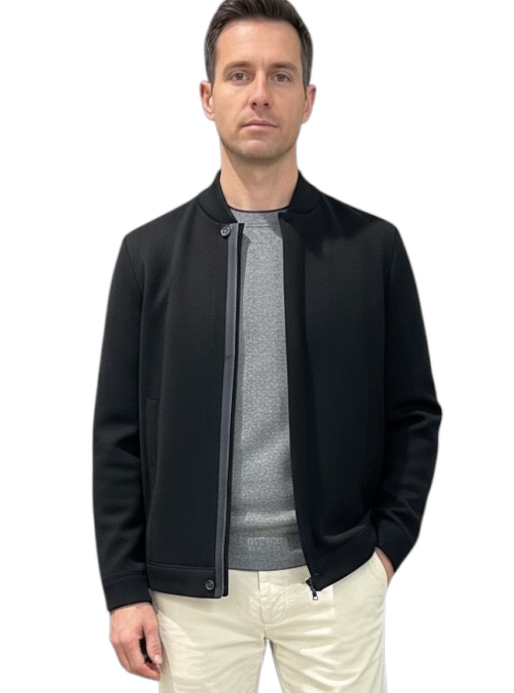 MARK MIDOR GIACCA MAGLIA BOMBER IN LANA MERINO NERO