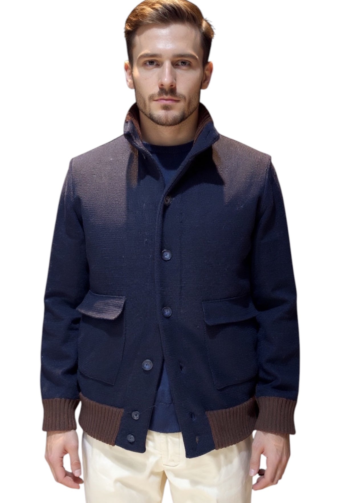 MARK MIDOR MAGLIA BLUSOTTO IN LANA MERINO BLU MORO