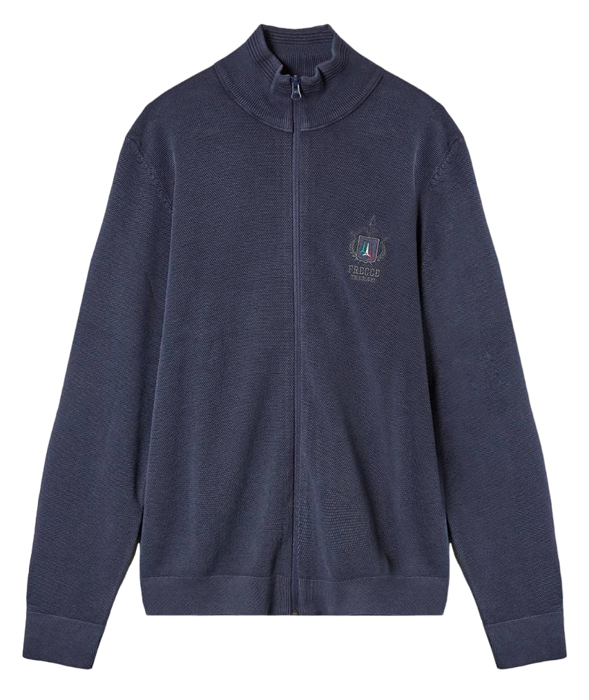 AERONAUTICA MILITARE MAGLIA FULL ZIP IN COTONE PUNTO RISO DARK BLUE