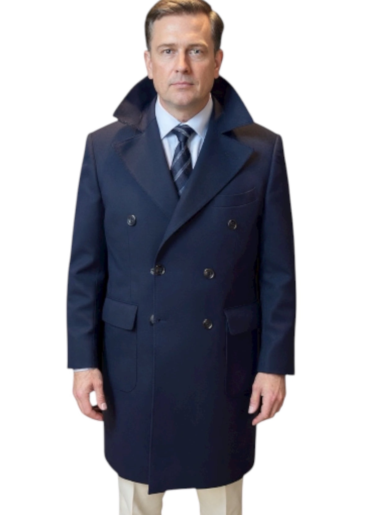 MARK MIDOR CAPPOTTO DOPPIOPETTO IN LANA E CASHMERE BLU SCURO
