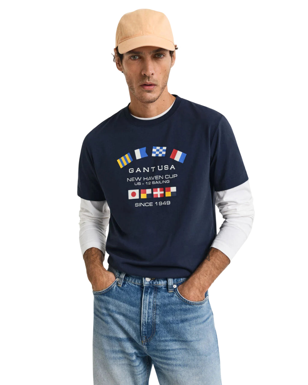 GANT T-SHIRT UOMO CON STAMPA COLORE EVENING BLUE