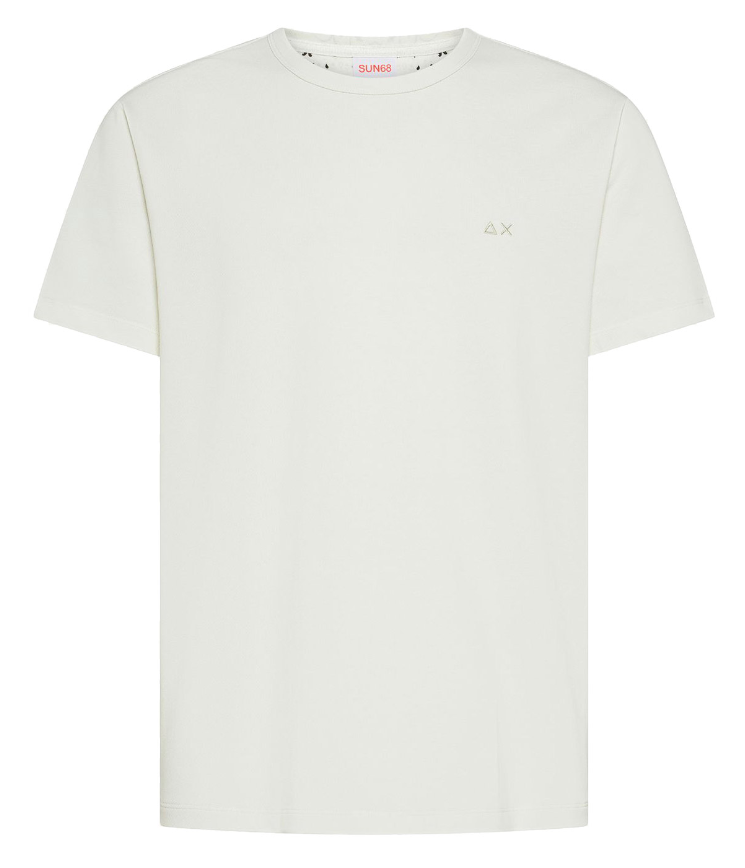 SUN68 UOMO T-SHIRT IN PIQUET DI COTONE BIANCO