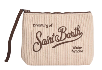 MC2 SAINT BARTH POCHETTE UNISEX ALINE IN MAGLIA TRICOT PANNA