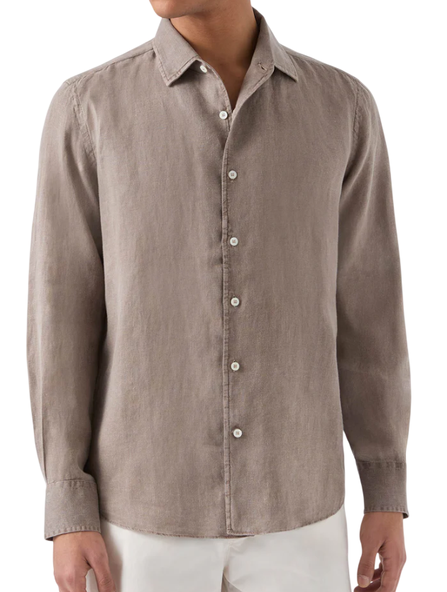 MC2 SAINT BARTH CAMICIA RAPHAEL IN PURO LINO COLORE MARRONE CHIARO