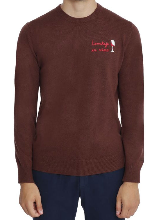MC2 SAINT BARTH MAGLIONE A GIROCOLLO HERON LIGHT CON RICAMO LEVATEIE ER VINO MARRONE