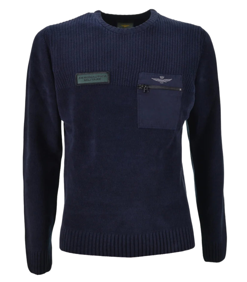 AERONAUTICA MILITARE MAGLIONE GIROCOLLO COLORE DARK BLUE