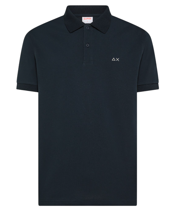 SUN68 UOMO POLO CON STAMPA PAISLEY IN COTONE BLU NAVY