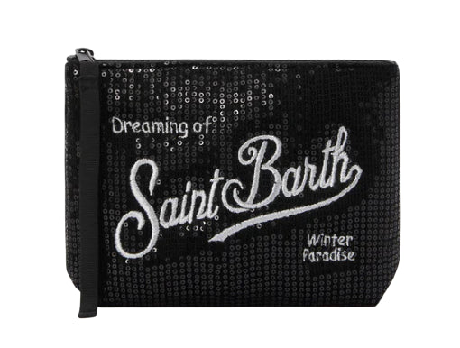MC2 SAINT BARTH POCHETTE ALINE VELVET PAILLETTES NERA