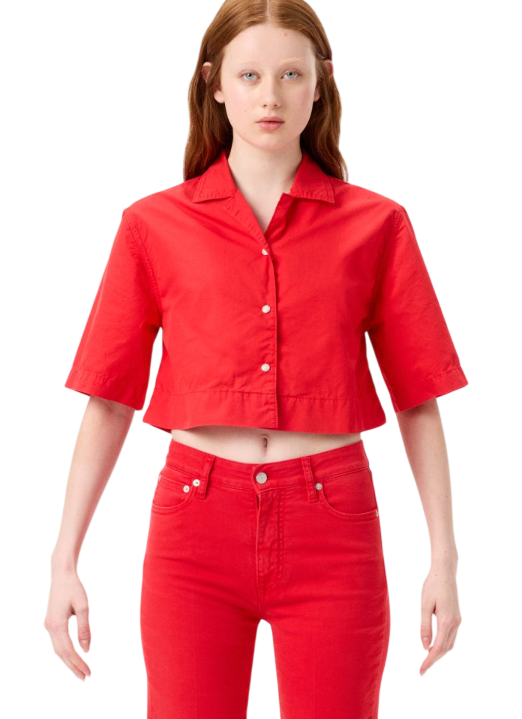 CYCLE CAMICIA JESSIE CROPPED IN COTONE ROSSO