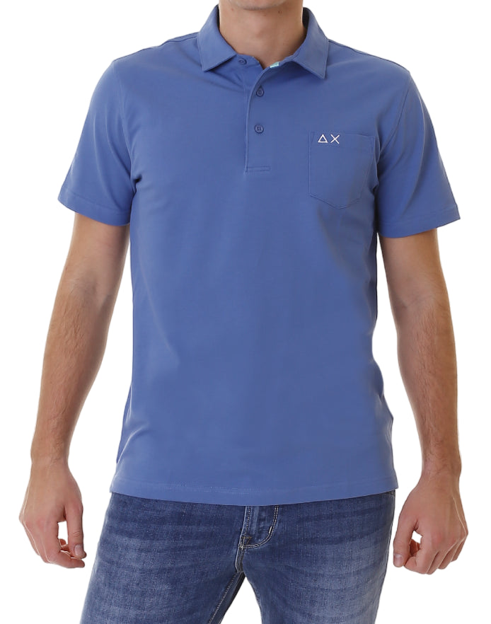 SUN68 POLO SHIRT COLLAR COLORE AVIO