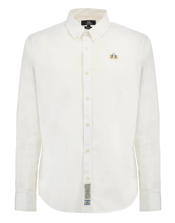 LA MARTINA CAMICIA SLIM FIT IN COTONE STRETCH OPTIC WHITE