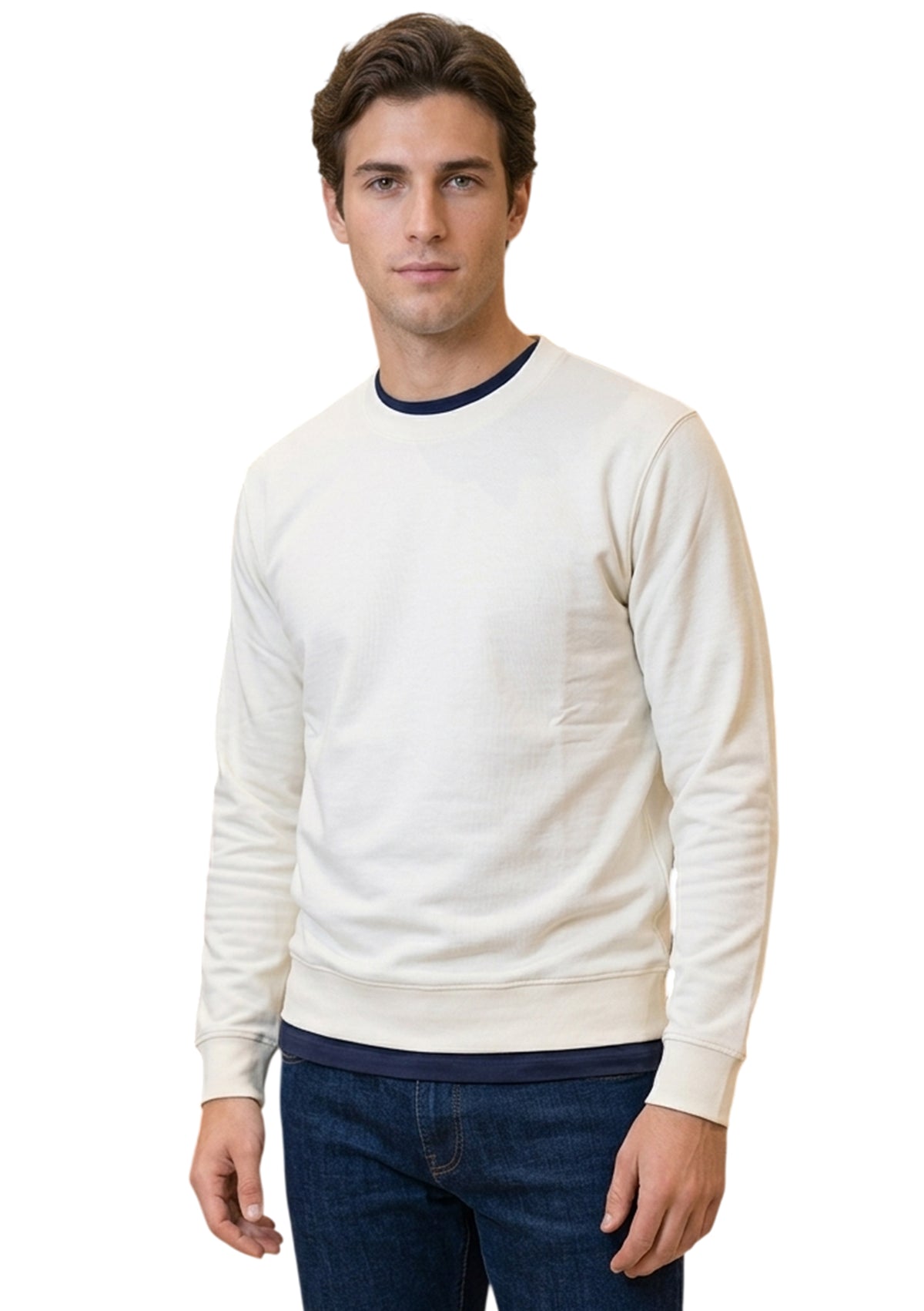 MARK MIDOR FELPA GIROCOLLO COLORE BIANCO PANNA