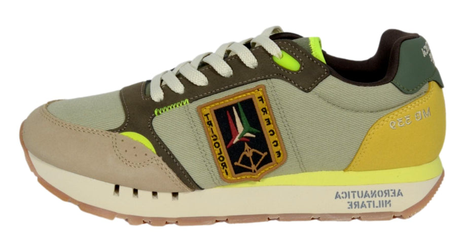 AERONAUTICA MILITARE SNEAKERS UOMO FRECCE TRICOLORI BAMBOO AGAVE