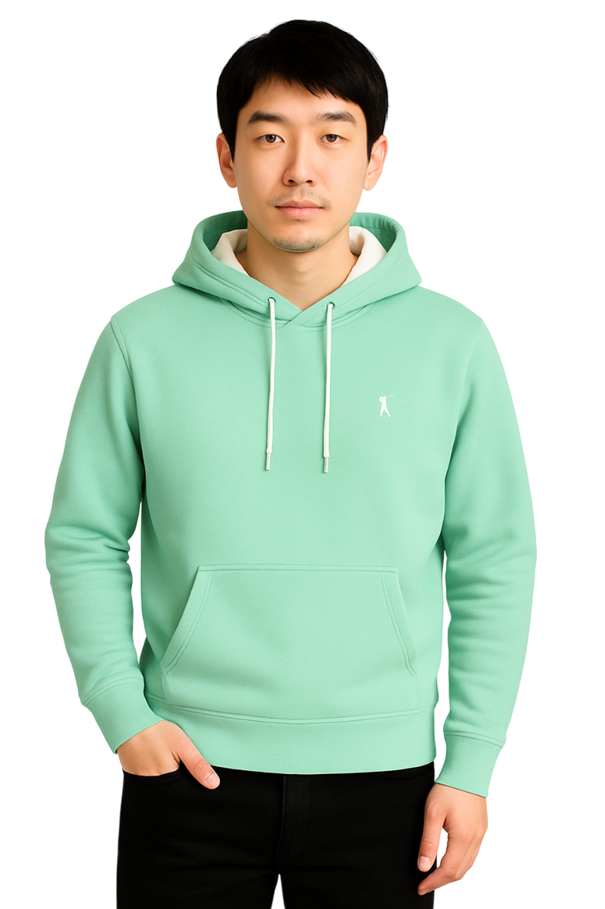 MARK MIDOR FELPA IN COTONE CON CAPPUCCIO A CONTRASTO COLORE VERDE MENTA