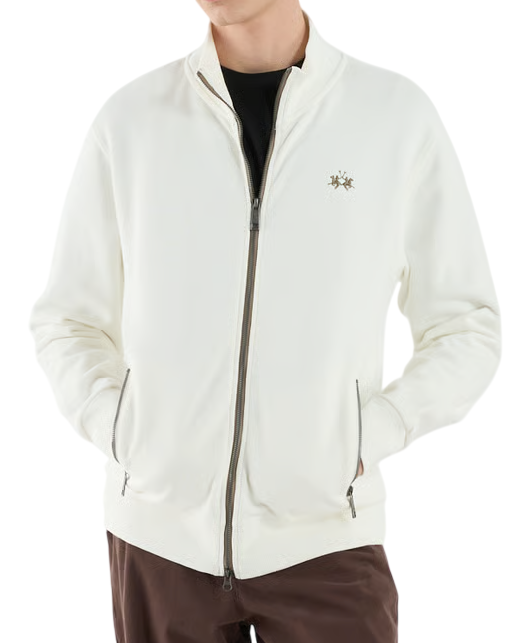 LA MARTINA FELPA FULL ZIP E LOGO COLORE BIANCO