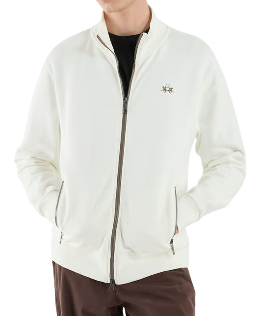LA MARTINA FELPA FULL ZIP E LOGO COLORE BIANCO