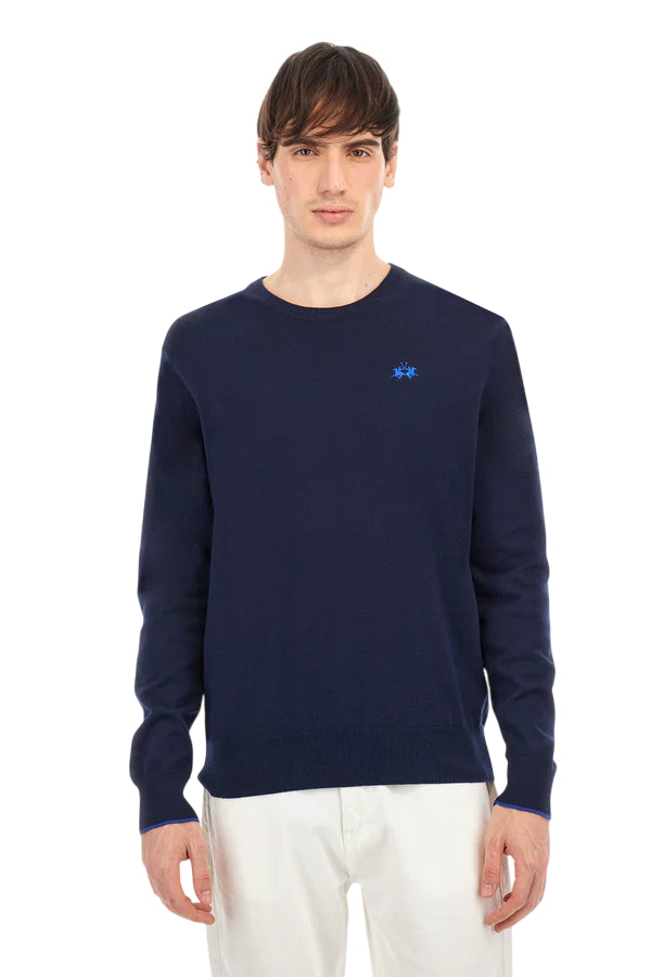 LA MARTINA PULLOVER IN COTONE REGULAR YOSEF NAVY BLU