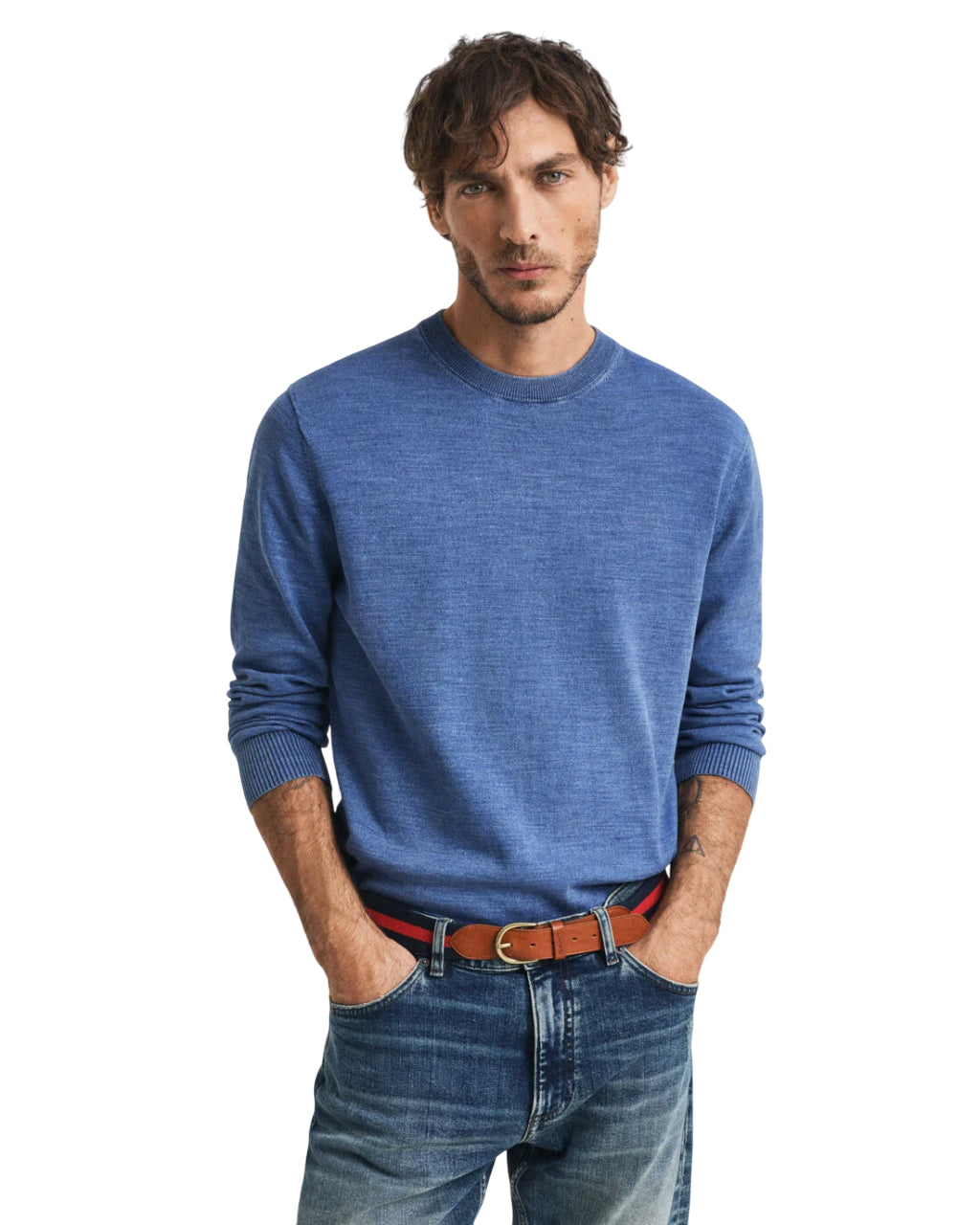 GANT UOMO FELPA GIROCOLLO SUNFADED PERSIAN BLUE