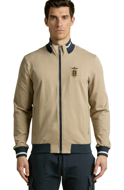 AERONAUTICA MILITARE FELPA FRECCE TRICOLORI IN COTONE COLORE BEIGE