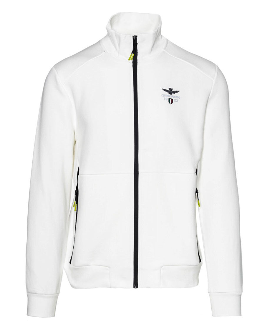 AERONAUTICA MILITARE FELPA FULL ZIP CENTRO SPORTIVO COLORE OFF WHITE