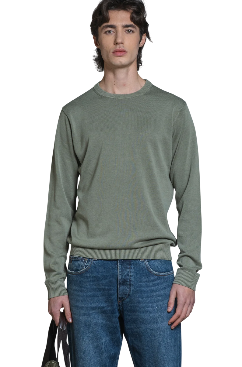 IMPURE MAGLIA LORIS SWEATER ROUND NECK IN COTTON COLORE VERDE
