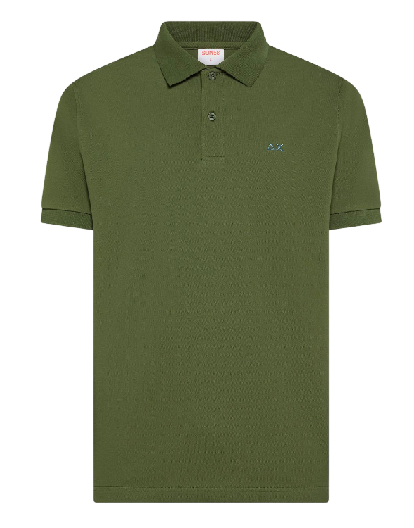 SUN68 UOMO POLO CON STAMPA PAISLEY IN COTONE VERDE SCURO