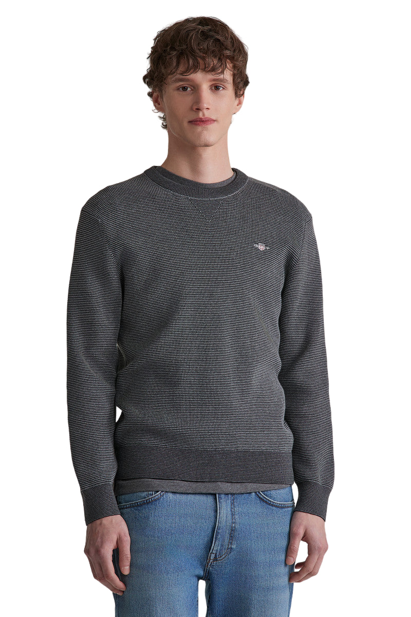 GANT UOMO MAGLIA TEXTURE BICOLOR DARK GRAY