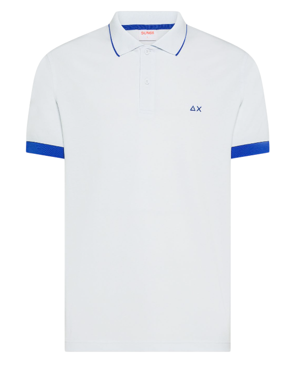 SUN68 UOMO POLO CON BORDI FLUO IN COTONE BIANCO