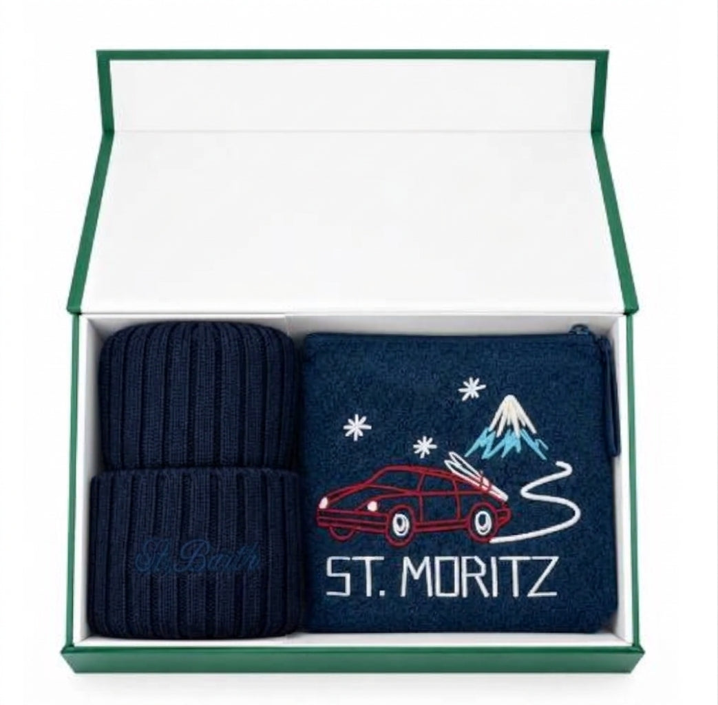 MC2 SAINT BARTH CHRISTMAS BOX POCHETTE ST. MORITZ E BERRETTO BLU