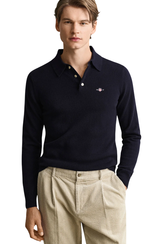 GANT UOMO MAGLIA POLO IN LANA FINISSIMA COLORE BLU MARINE