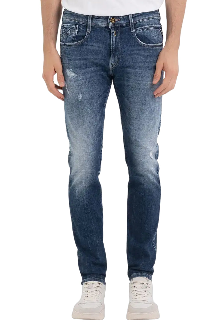 REPLAY UOMO JEANS SLIM FIT ANBASS AGED ECO BLU