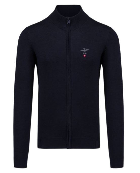 AERONAUTICA MILITARE MAGLIA FULL ZIP IN LANA COLORE BLUE MELANGE