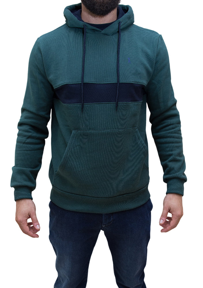 MARK MIDOR FELPA CON CAPPUCCIO IN COTONE MILITARE BLU