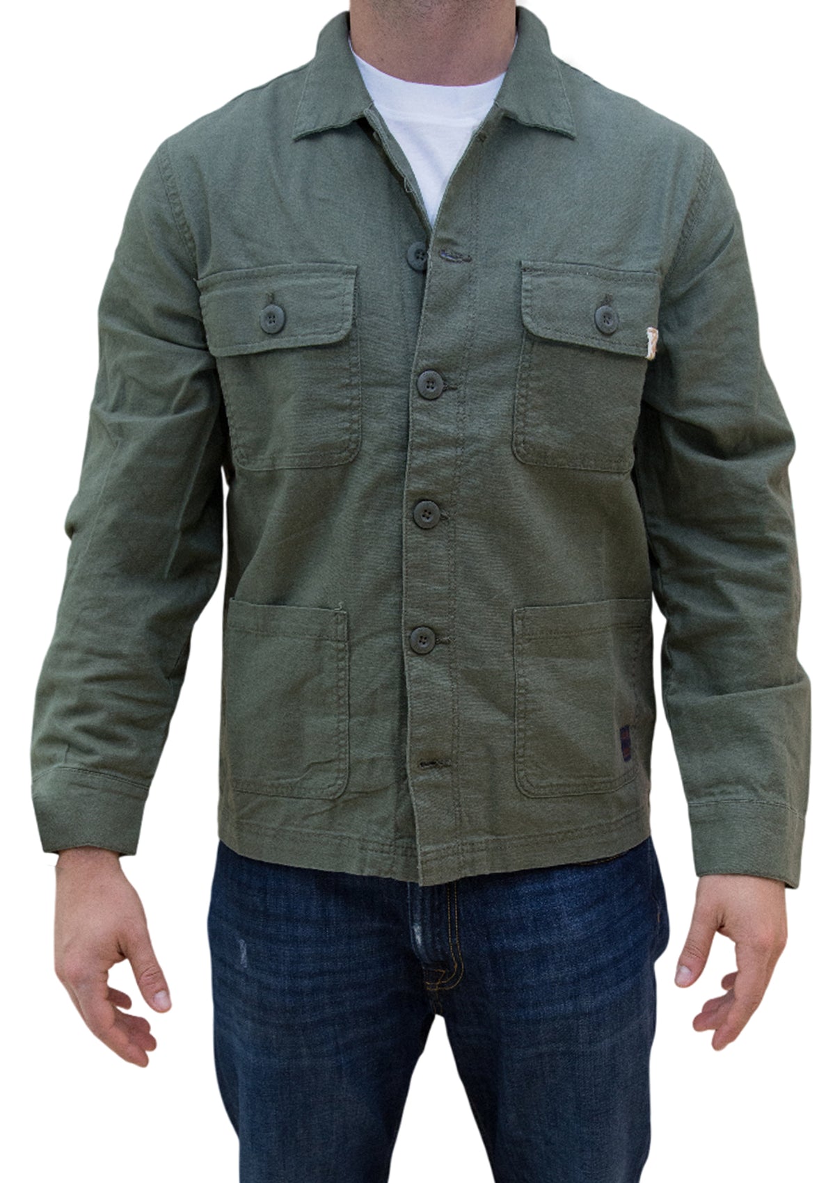 IMPURE GIACCA CARGO SHORT MISTO LINO MILITARY GREEN