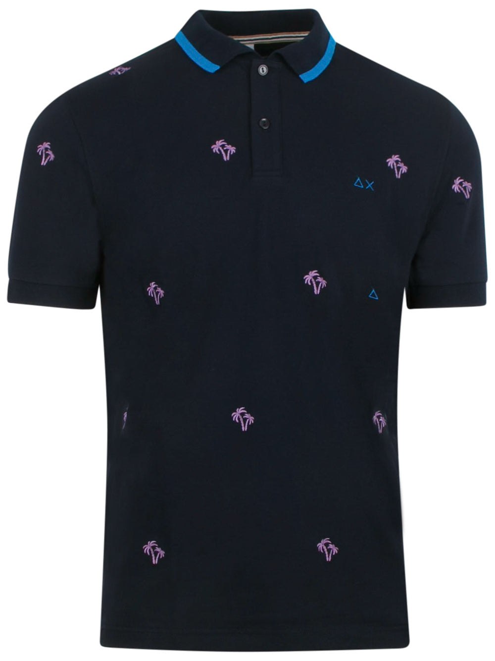 SUN68 POLO FULL EMBRODERY IN COTONE COLORE BLU NAVY
